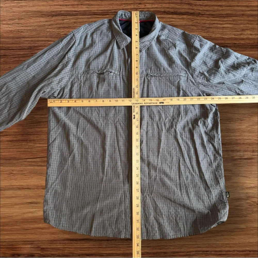The North Face Button Up Stripes‎ Brown Shirt Zip Pocket Long Sleeve Sz XL